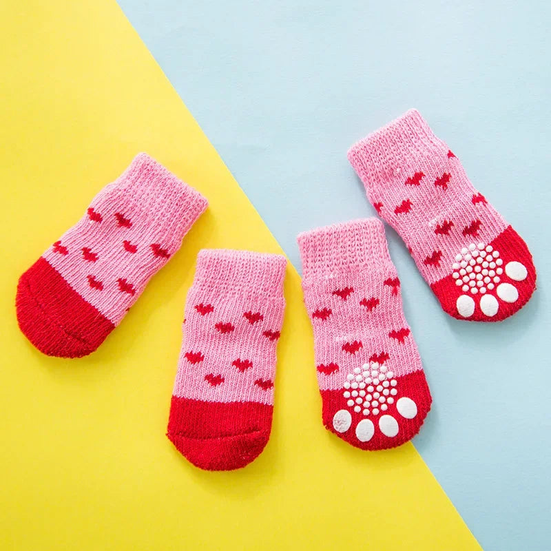 Anti-Slip Dog and Cat Socks - Pack of 4 - Winter Paw Protection