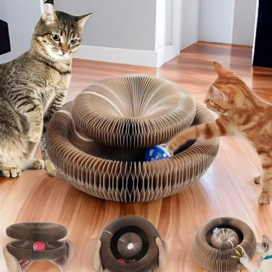 Griffoir Rond en Carton Ondulé pour Chat avec Balle Intégrée