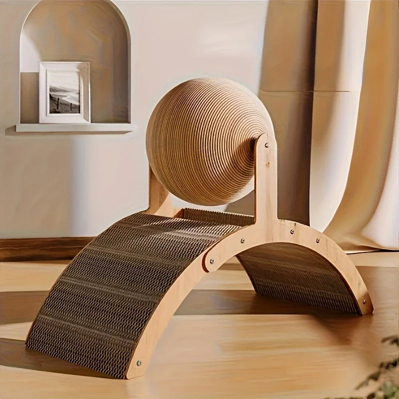 Griffoir 2 en 1 pour Chat - Bois et Sisal Naturel, Design Ajouré