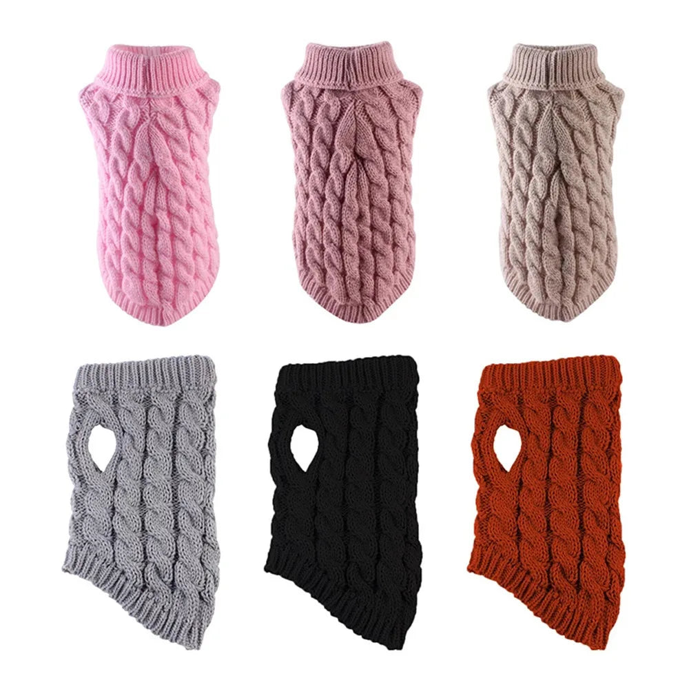 Pull Torsadé pour Chien - Tricot Chaud Automne/Hiver