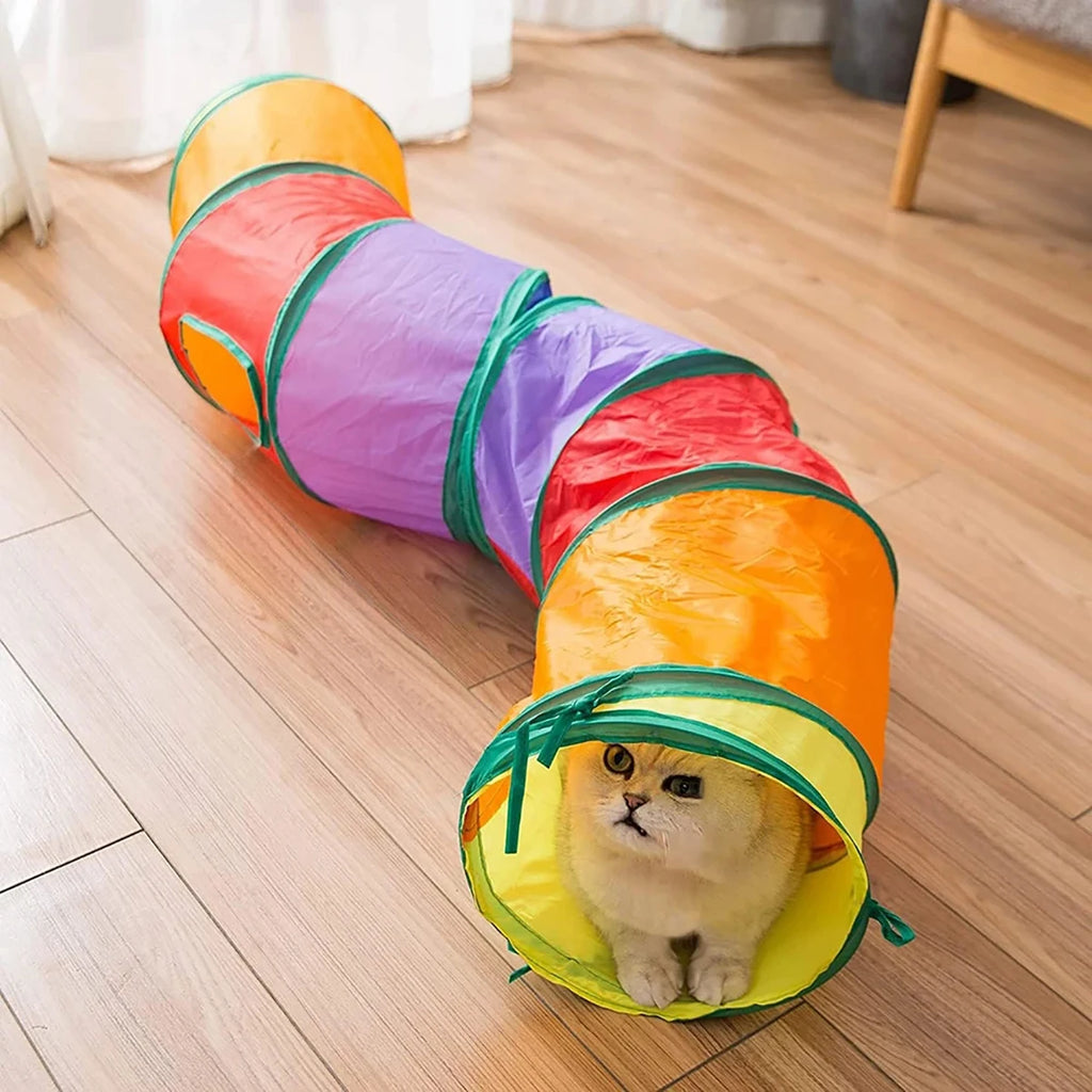 Tunnel de Jeu Pliable pour Chat - Jouet Interactif avec Balle