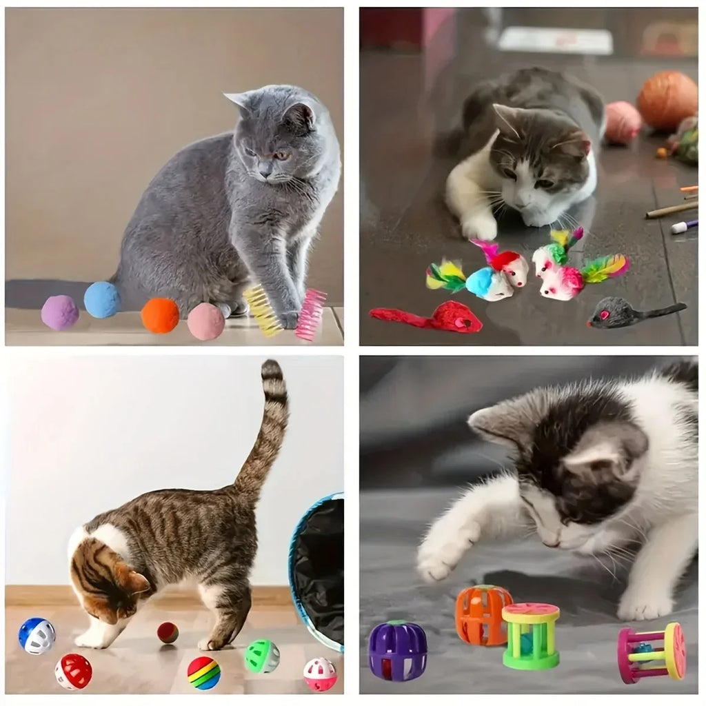 Souris et balles en peluche pour chat