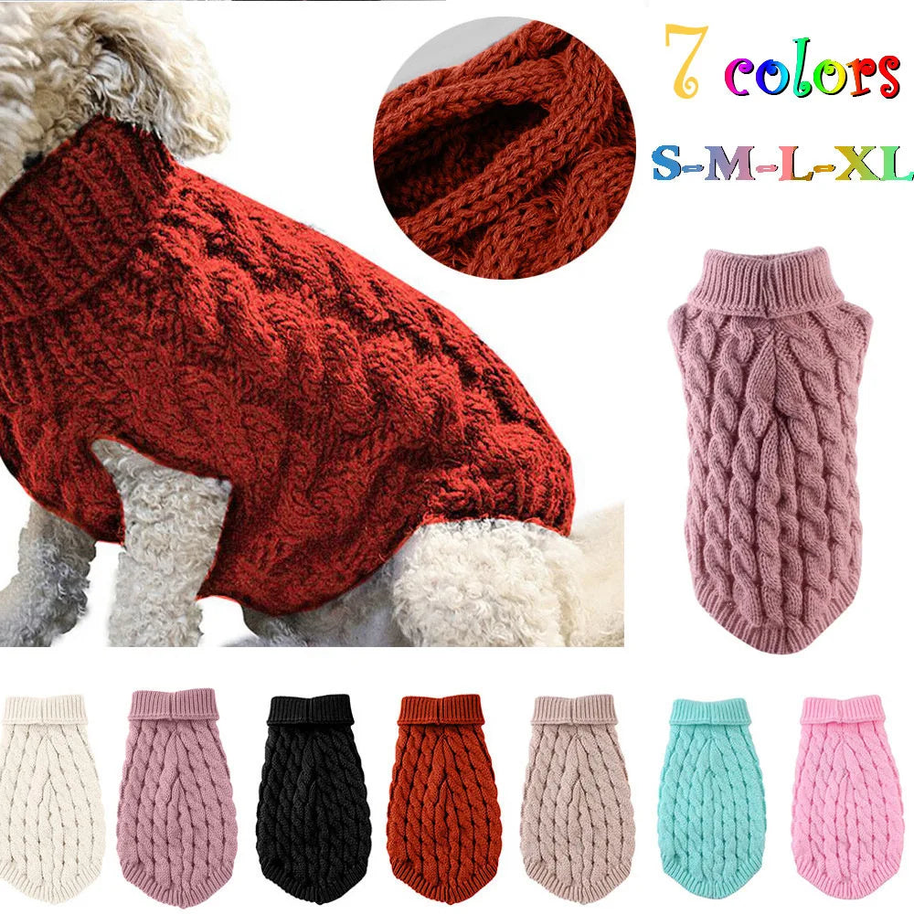 Pull Torsadé pour Chien - Tricot Chaud Automne/Hiver