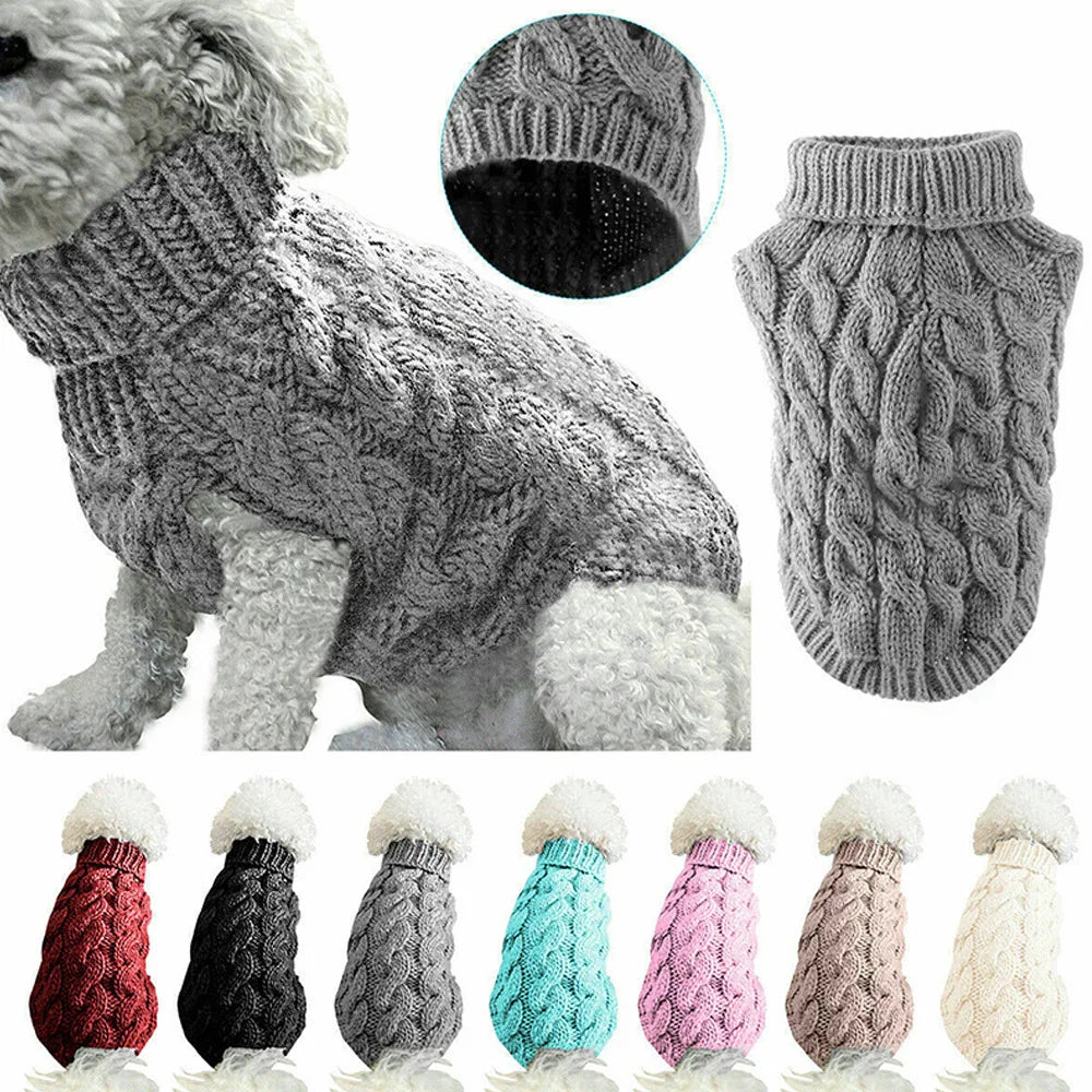 Pull Torsadé pour Chien - Tricot Chaud Automne/Hiver