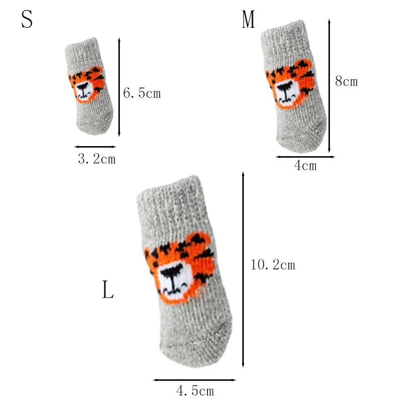 🧦 Chaussettes Antidérapantes Chaudes pour Chien & Chat (Lot de 4)