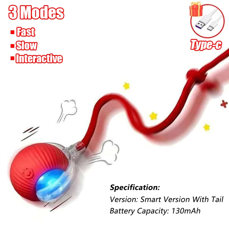 Automatic Interactive Cat Ball - Fake Tail, Rechargeable