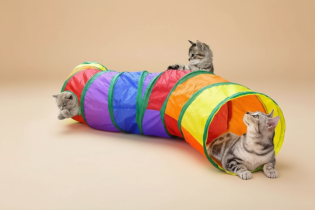 Tunnel deux chats fond beige